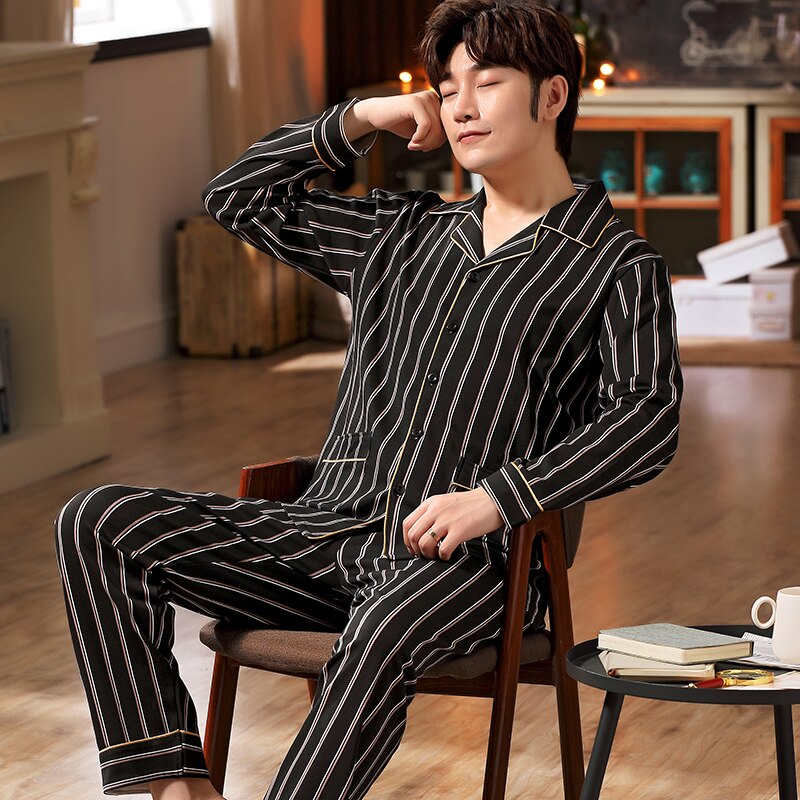 Herre pyjamas herre nattøj bomuld pyjamas efterår pijama hombre herre nattøj gitter nattøj sleep&lounge pyjamas plus str.