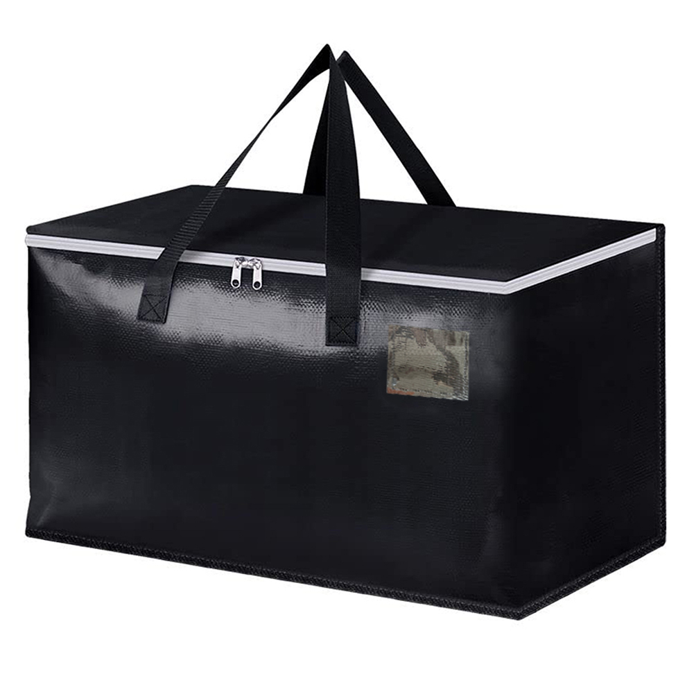 Cajas móviles con cremalleras y asas, bolsas de almacenamiento de alta resistencia, bolsas de embalaje, ahorro de espacio para embalaje y almacenamiento en movimiento, 90L: Negro