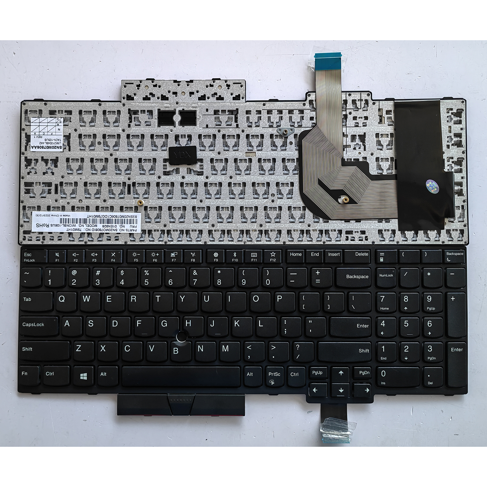 Tastiera sostitutiva per laptop con layout americano per Lenovo ThinkPad T570 T580 P51s P52s: WHITE