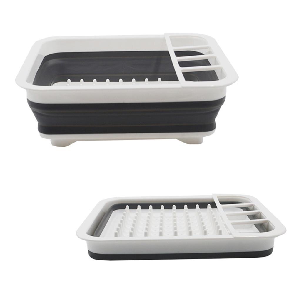 Foldable Dish Rack House Hold Plastic Folding Kitchen Drain Rack Cutlery Storage Box Collapsible Cutlery Stand