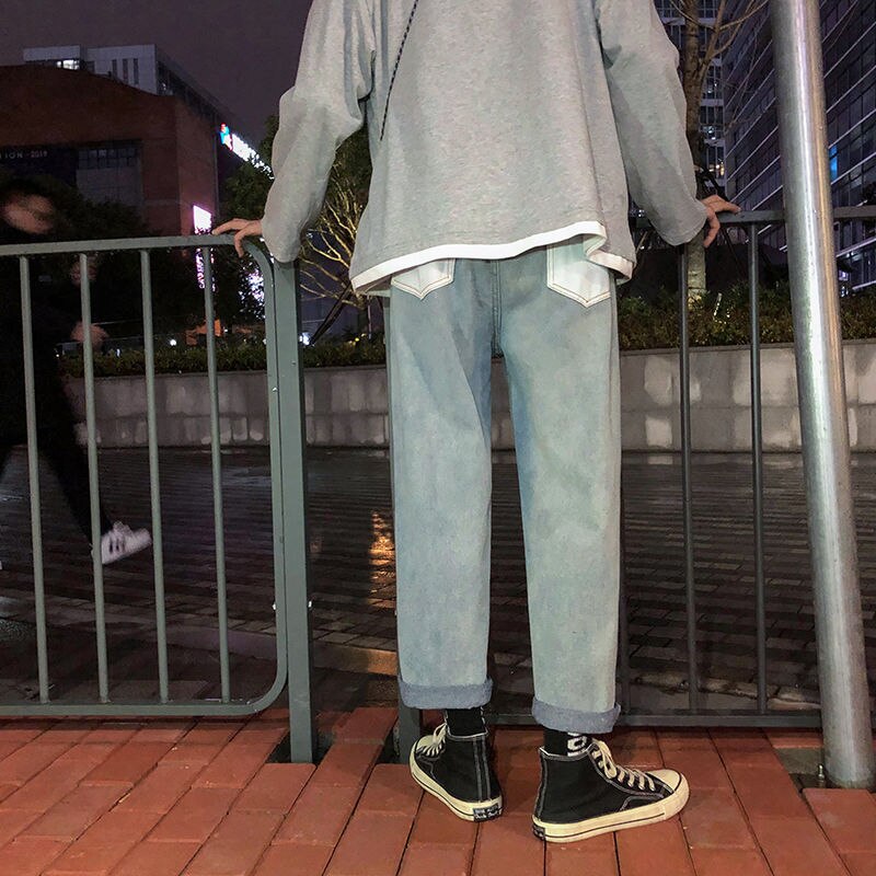 Herr baggy homme cargo ficka jeans raka fritidsbyxor lösa bf vida ben byxor biker jeansbyxor plus storlek s -3xl