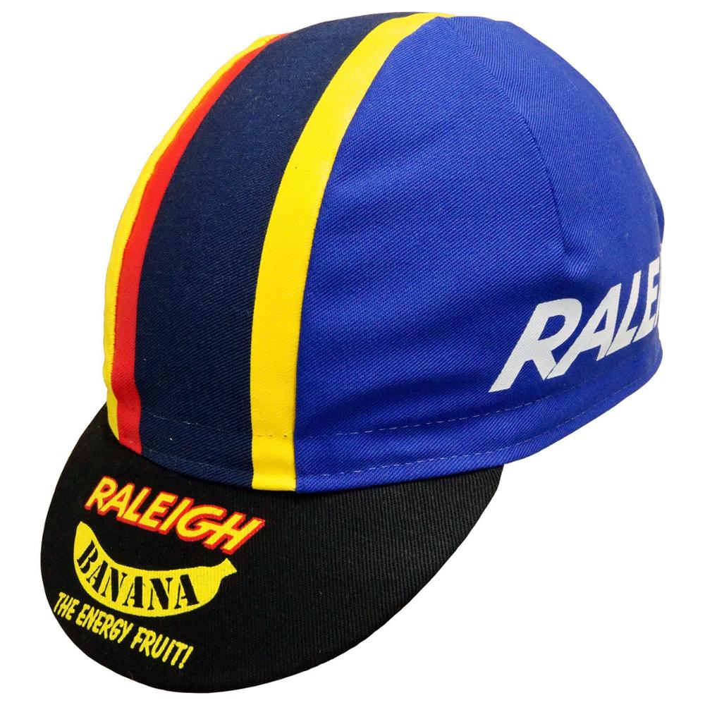 RALEIGH BANANA retro cotton yellow and blue two-color bicycle riding hat: Default Title