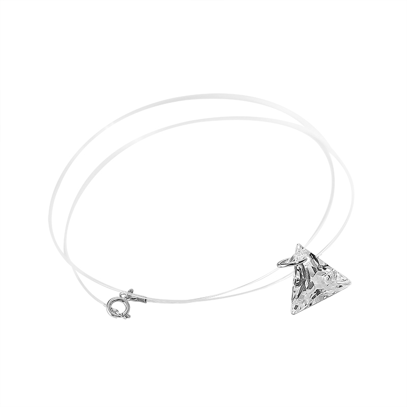 Inzatt Echt 925 Sterling Zilveren Vislijn Leuke Geometrische Zirkoon Hanger Ketting Fijne Sieraden Romantische Choker Voor Vrouwen