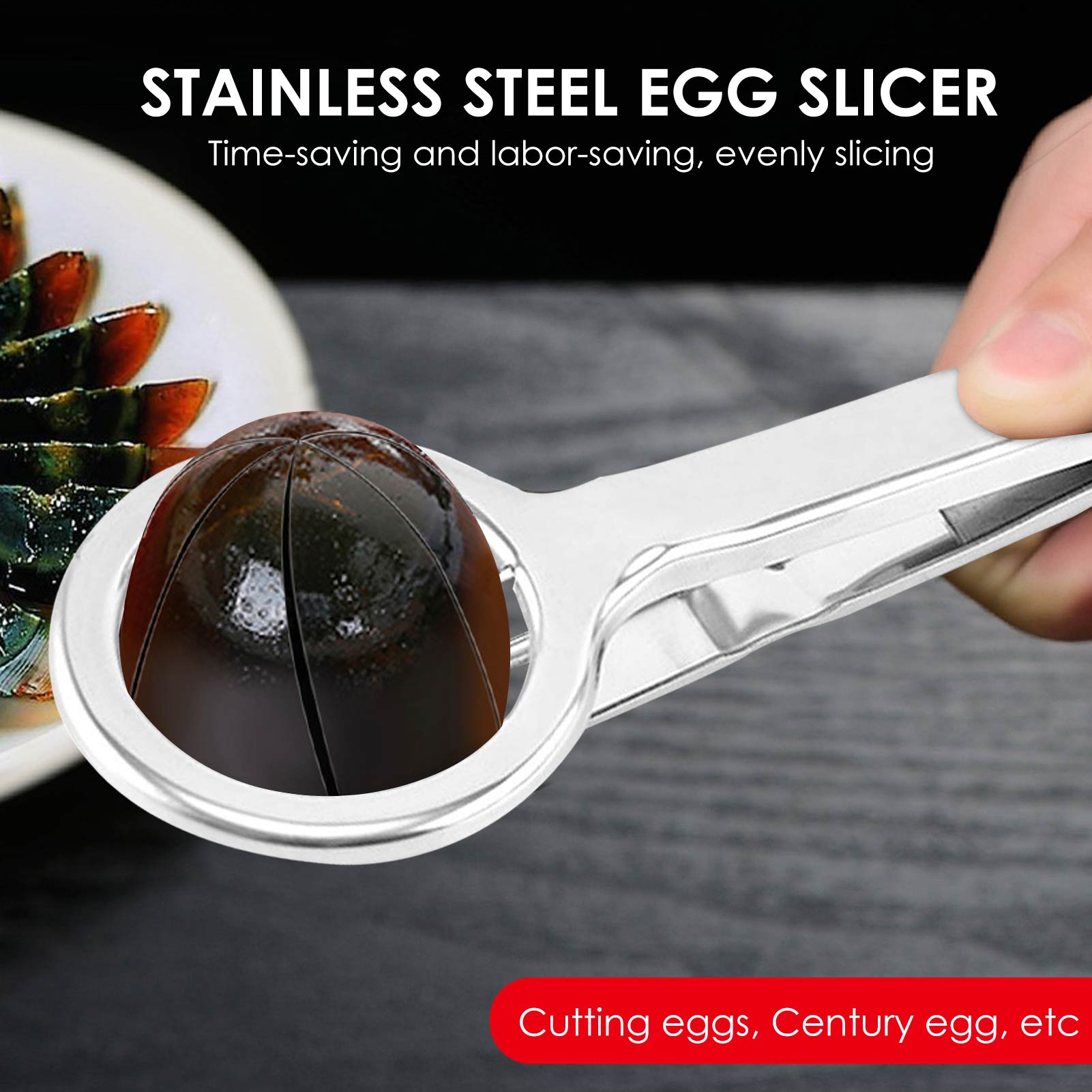Stainless Steel Egg Slicer Wedger Kitchen Hard Boiled Eggs Cutter