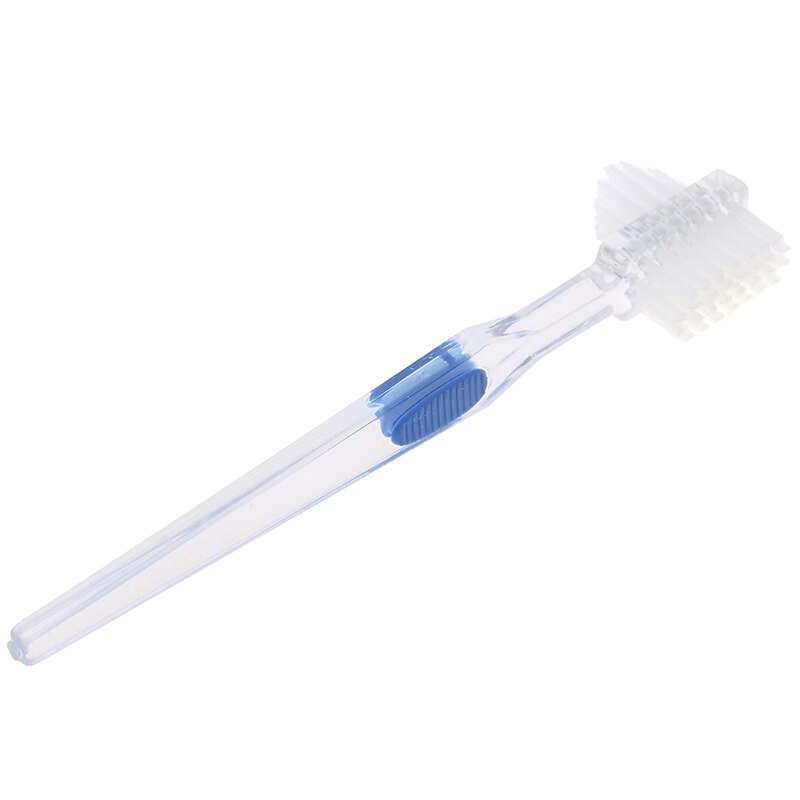 Cepillo de limpieza de dentadura de doble cara, cepillo de goma suave sin agarre, cerdas de múltiples capas, dentadura postiza, utensilio para cuidado bucal