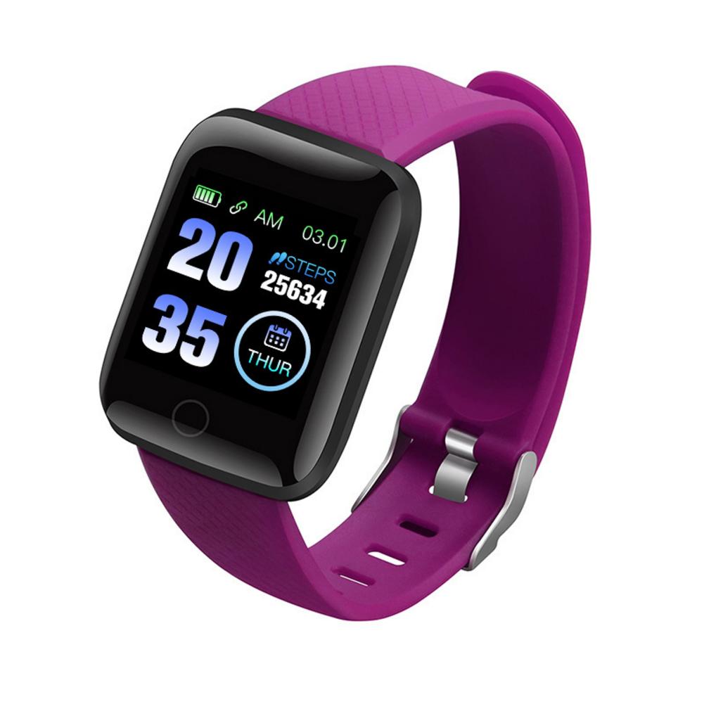 Smart klocka sport stegmätare fitness armband hälsoövervakning vattentät sport tracker klocka för ios android: Lila