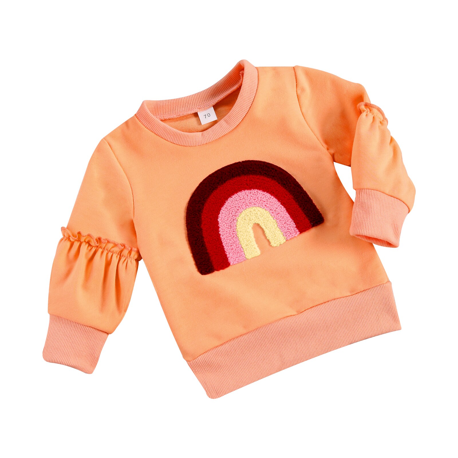 Regenbogen freundlicher zur Seite fahren Sweatshirt Herbst Kleinkind Baby Mädchen Jungen Sweatshirts Kleidung Rundhals Spitzen: Orange / 18m