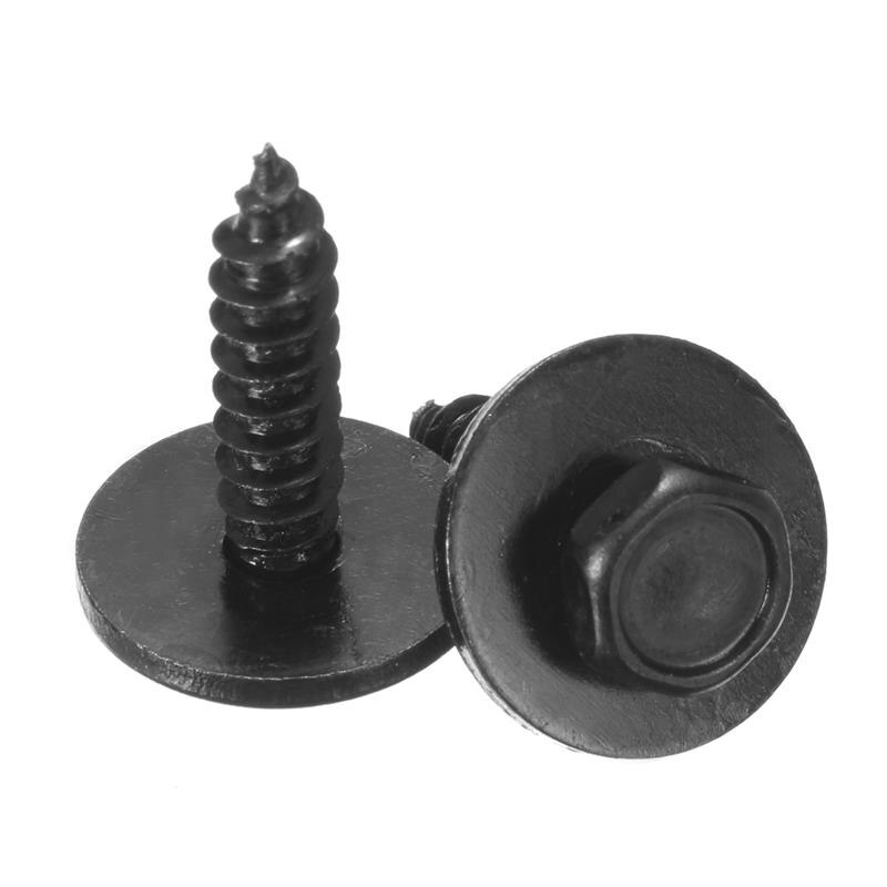 10 unids/lote Universal coche Auto 4,8x19mm-tornillos de rosca cautivo suelto arandela 8mm cabeza hexagonal negro C45 accesorios de coche