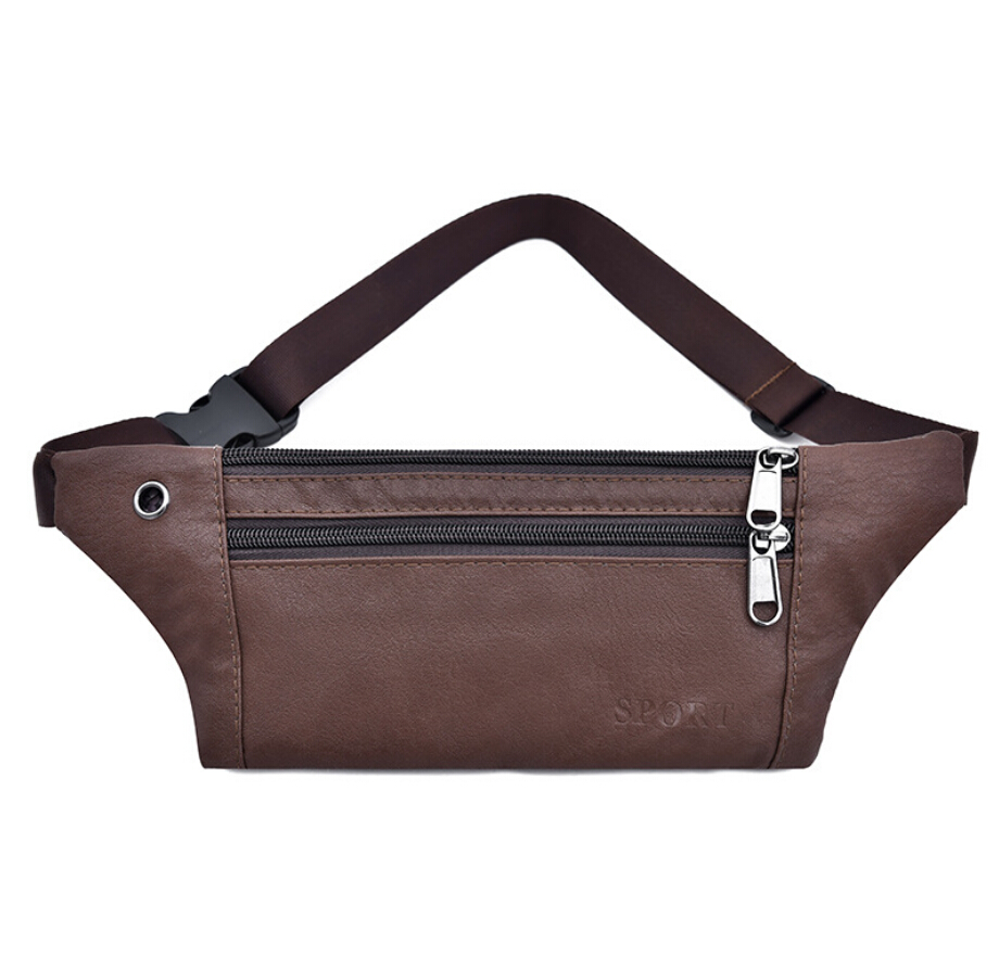 Men's Women PU Leather Vintage Waist Fanny Pouch Pack Travel Bum Bag Belt Bag Outdoor Camping Hiking Zip Bag UK: Brown