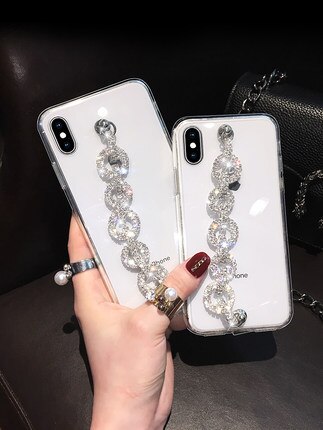 Lujosa funda brillante con diamantes de imitación para Huawei P30 P20 P10 P9 P8 LiTE PLUS Mate10 20 Pro Lite Cadena de diamantes cubierta trasera de TPU suave