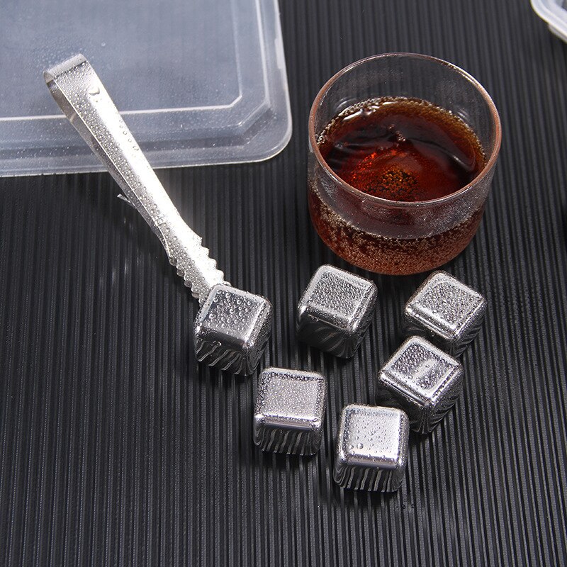 Spklifey Wine Cooler Stainless Ice 2 4 6 8 Pecs Stainless Steel Ice Cubes Whisky Decoration Reusable Ice Cubes Stainless Cooler