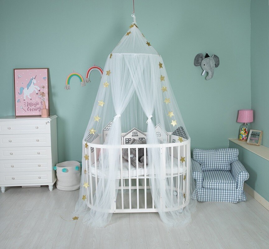 Children Rooom Decoration Mosquito Crew Neck Tent Kids Princess Bed Curtain Crib Netting Tent Photography Props