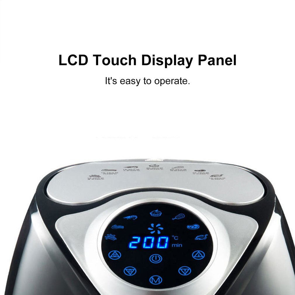 Air Fryer Large Capacity Air Fryer Household Smoke-free Electric Frying Pan Smart Touch Screen Fries Machine 1300W/2.6L