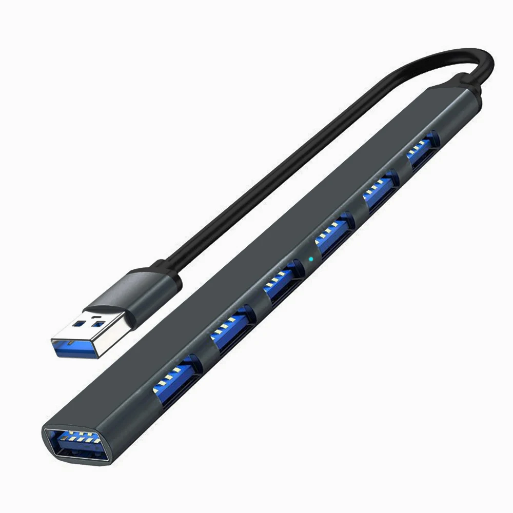 USB 3.0 Hub USB Hub 3.0 USB Splitter 7-poorts Meerdere Expander Type C Hub OTG Adapter voor Laptop PC Harde Schijf Muis Toetsenbord: Bruin