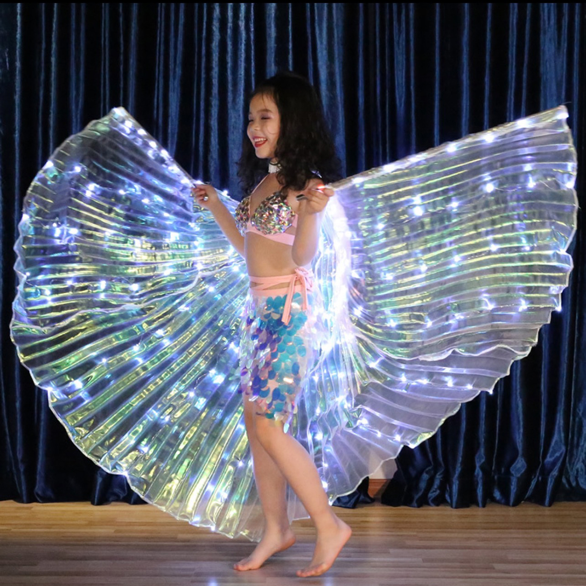 Capa de Hada LED, disfraz de luz, alas brillantes de mariposa, luces de baile para puesta en escena, celebración de , decoración de espectáculo de boda