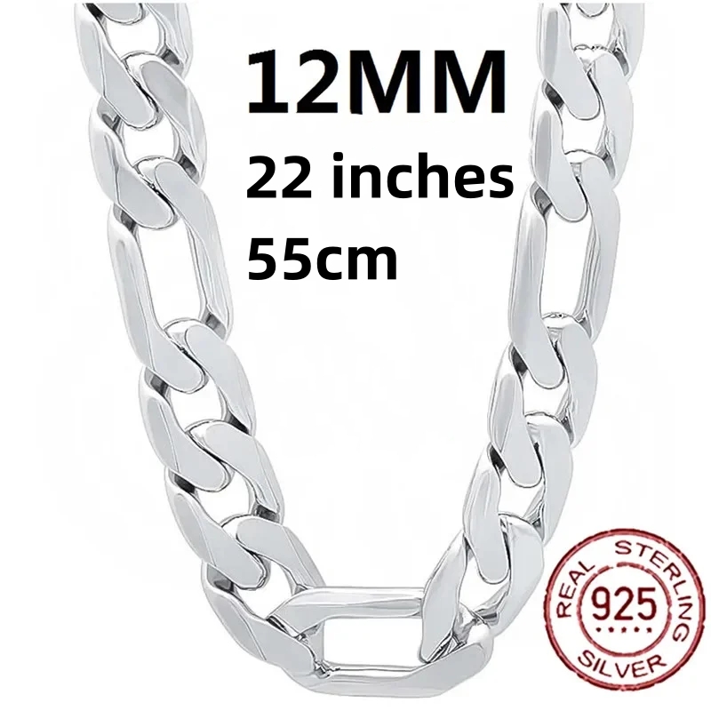 925 Sterling Zilveren Ketting Voor Mannen Klassieke 12 Mm Cubaanse Ketting 18-30 Inch Charm Mode-sieraden bruiloft: green