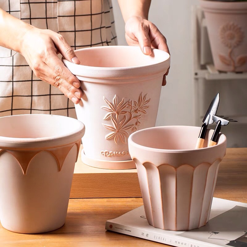 Red Pottery Pot Outdoor Flower Pots Breathable Rose Succulent Plant Planters Garden Supplies