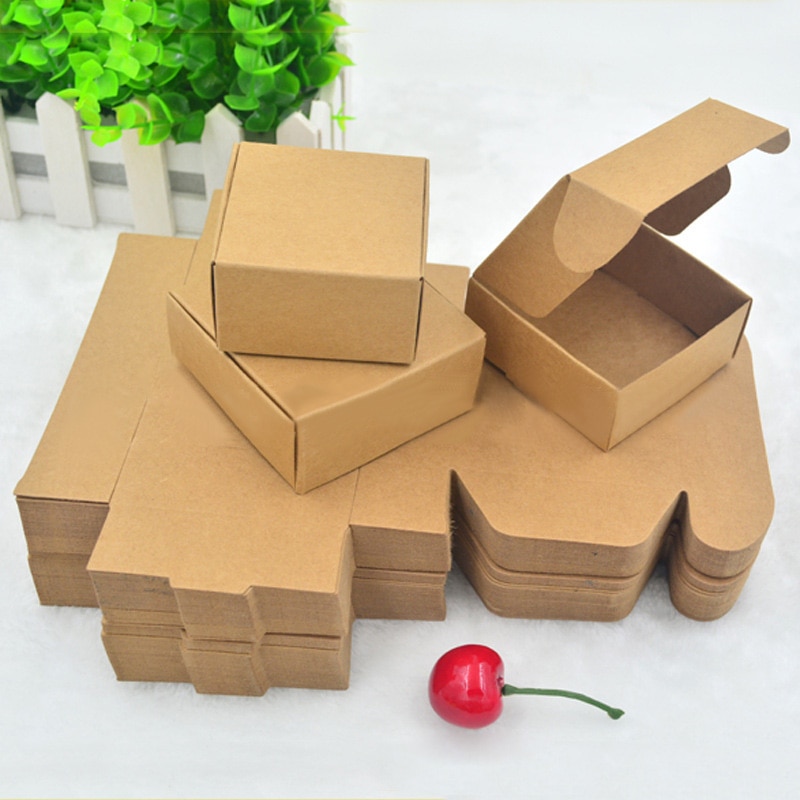 50Pcs/Lot DIY Handmade Packaging Paper Folding Packaging Box Soap Storage Holder Cardboard Box Natural Craft Box