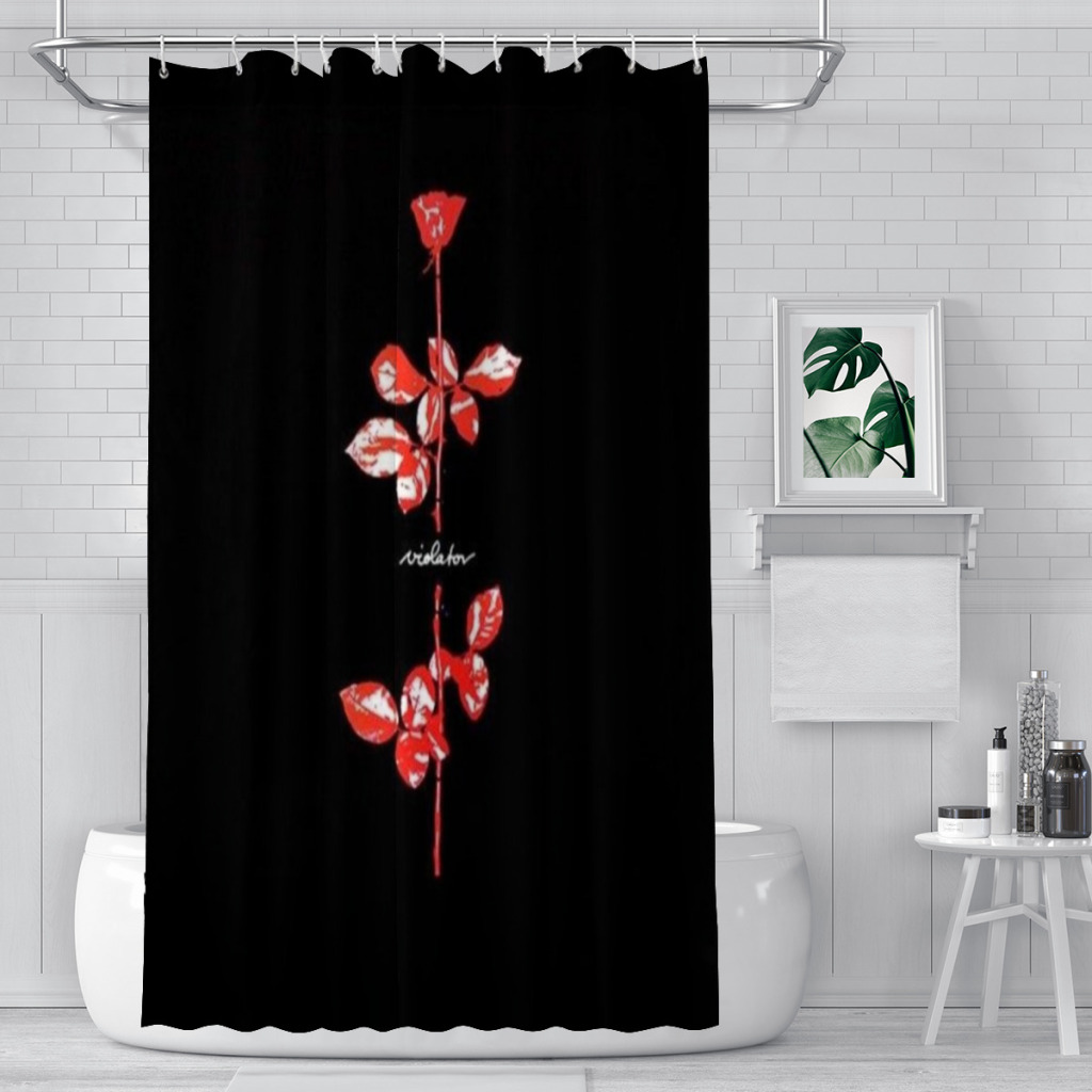 Depeche-mode dusjforheng landskap badeforheng med kroker til badet vanntett landskap: 150*180cm / Lys sølv