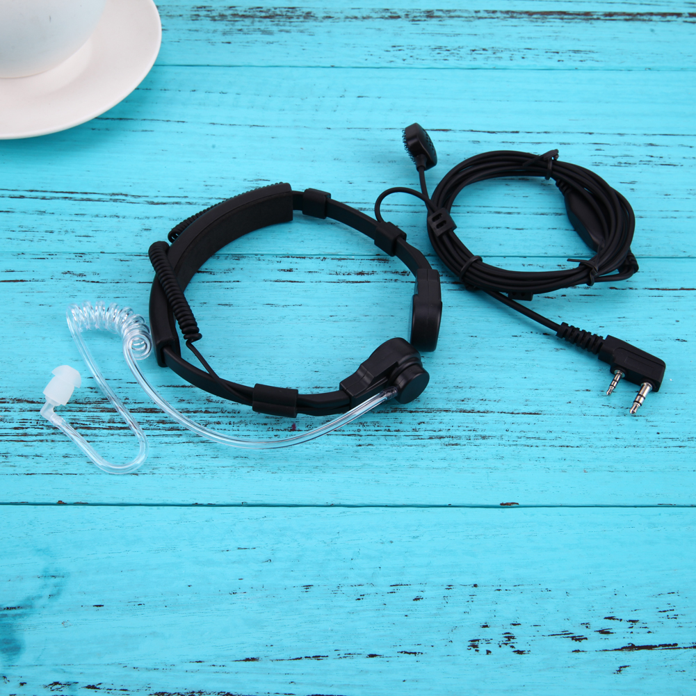 2 Pin Covert Acoustic Tube Earpiece Headset PTT Throat MIC for Baofeng UV5R