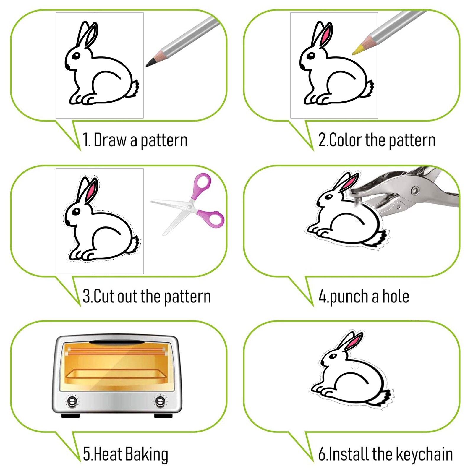 181 pièces thermorétractable feuilles de plastique blanc rétrécissement trou poinçon avec 161 pièces porte-clés accessoires artisanat rétractable Art Film papier