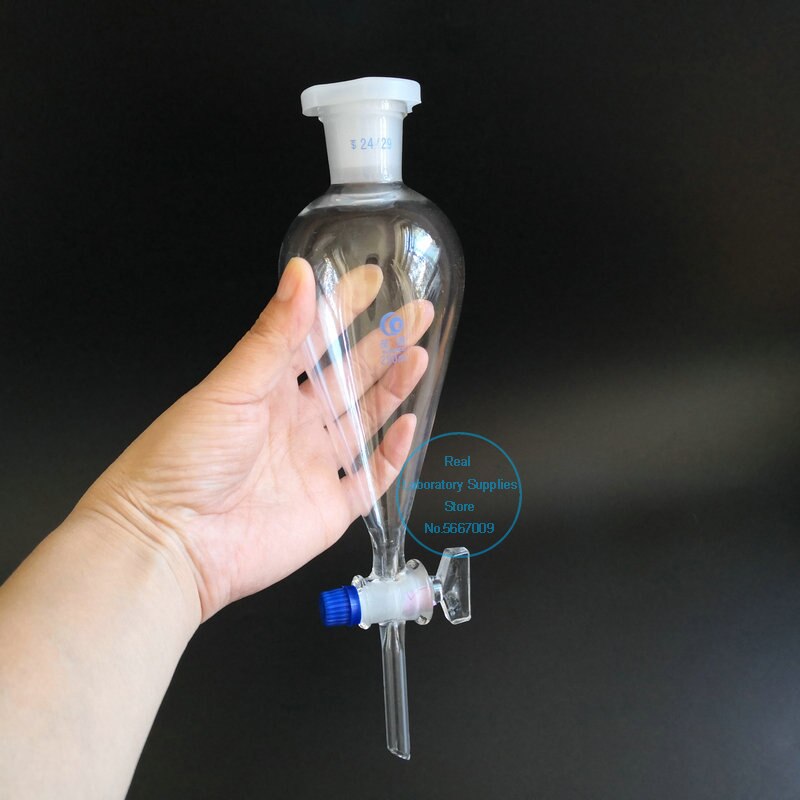 Embudo cónico separador con forma de pera, de 60ml a 2000ml, con vidrio, vidrio de pistón de suelo, cristalería de Laboratorio 1 pieza,