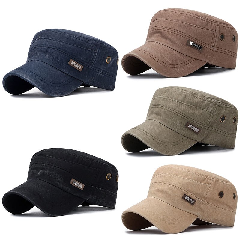 Male Flat Top Cap Cotton Comfortable Baseball Caps Simple All-match Retro Adjustable Casual Adult Sun Hats For Men