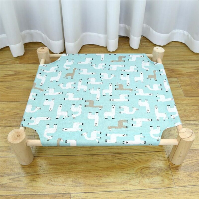 Cama elevada para gatos, cama de hamacas de lona de madera para perros pequeños, conejos y gatos, suministros duraderos para mascotas