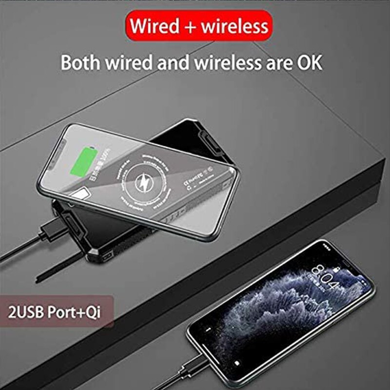 Solar Draadloze Opladen Batterij Power Bank 80000 Ma Zonnepaneel Solar Externe Lader Draagbare Voor Iphone Samsung Huawei