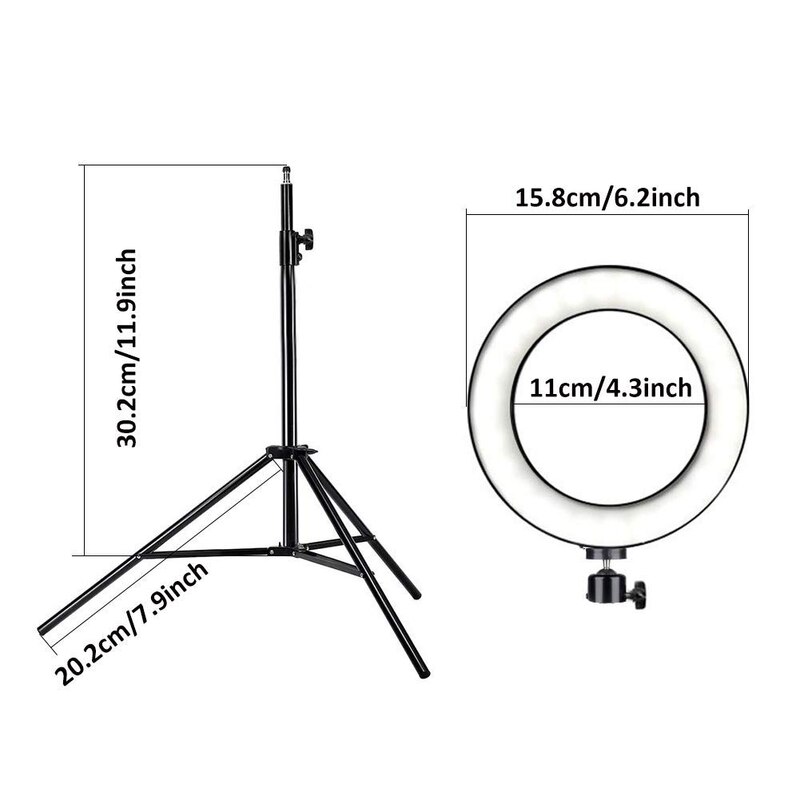 Foto Studio LED Ring Licht 6 in 16cm 3200-5600K 64 LEDs Selfie Ring Lampe Fotografische Beleuchtung mit Stativ Moblie Telefon Klemme