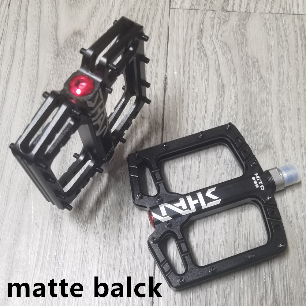 Pedales de bicicleta de montaña Pedales lubricados anchos de aleación de aluminio con 3 rodamientos Pedal antideslizante para ciclismo, pedal de bicicleta de carretera: Negro