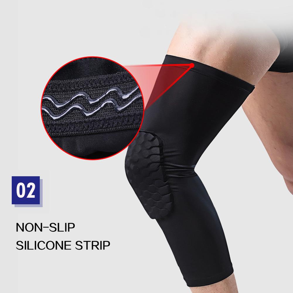 Moeite waard 1 PC Basketbal Kniebeschermers Honingraat Elastische Kneepad Compressie Mouw Foam Brace Patella Protector Volleybal Ondersteuning