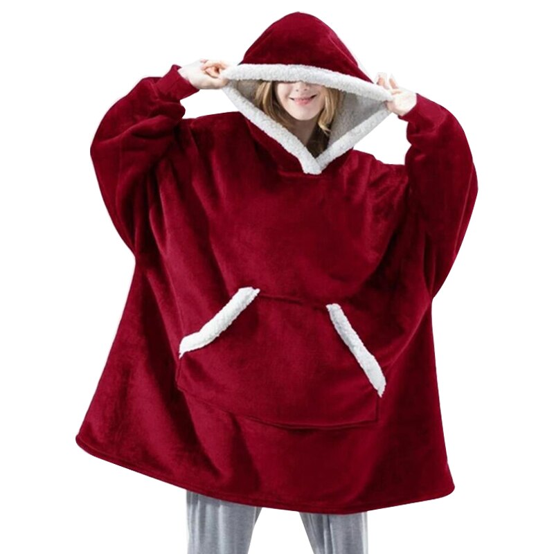 Hoodie Winter Fleece Hoody Deken Met Mouwen Sweatshirt Pocket Vrouwelijke Hooded Sweat Oversize Pyjama: B2