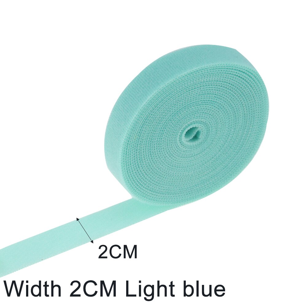 5M/Roll 2 Cm Breedte Plastic Magic Zelfklevende Tape Terug Naar Klittenbandsluitingen Diy Nylon Kabel clip Ties Wire/Desktop Management: Light blue Wide 2CM
