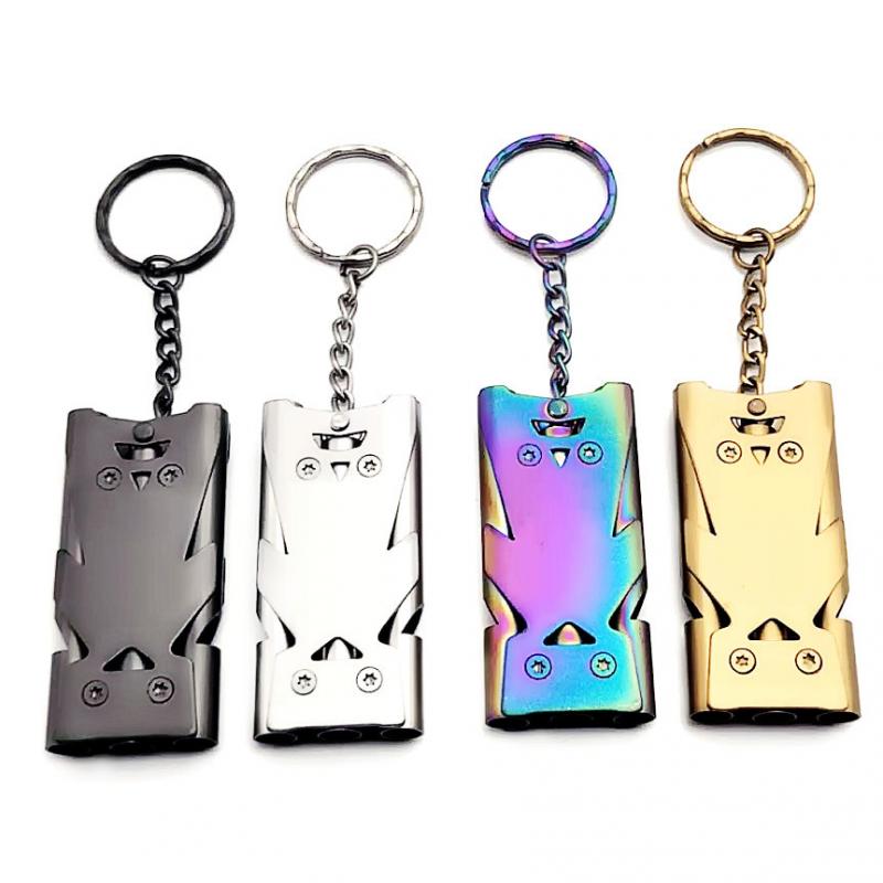 1Pcs Emergency Whistle Stainless Steel Whistles Pipe High Decibel Survival Whistle Keychain Cheerleading Whistle for Hiking Camp