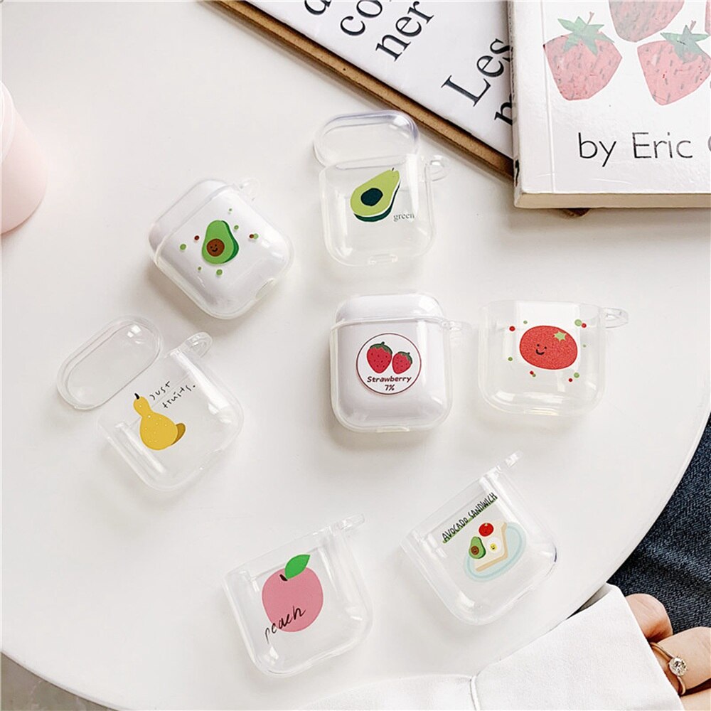 Sødt silikone cover gennemsigtig bluetooth trådløst etui til airpods 2 etuier til airpod apple med nøglering stødsikker coque etui