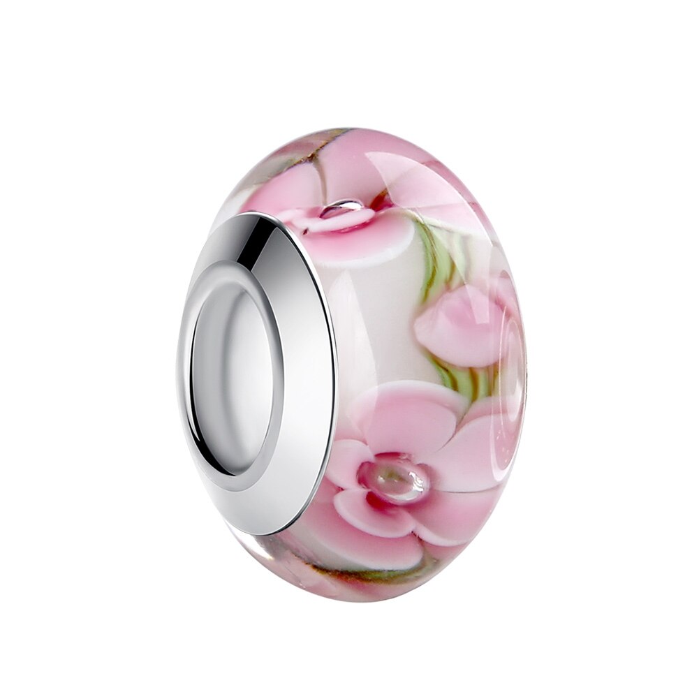 Silber Farbe Schwarz Europäischen Murano Glas Perlen fit Charme Armbänder Armreifen für Frauen Perlen 925 Silber Schmuck Perles
