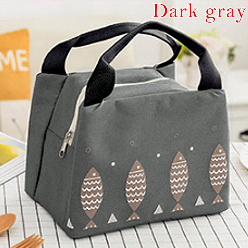 Vis Afdrukken Lunchbox Voor Camping Benodigdheden Koeler Picknick Zakken Geïsoleerde Thermische Lunch Bag School Voedsel Zak Vrouwen Strand Handtassen: Gray