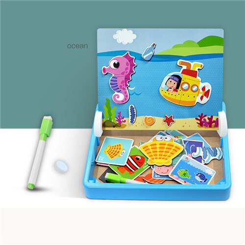 Baby Speelgoed Magnetische Puzzel 3D Puzzel Verkeer Oceaan Letter en Nummer Houten Puzzel Vroege Educatief speelgoed voor Kinderen