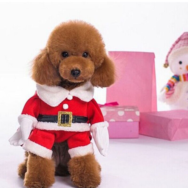 SUPREPET Fleece Warm Christmas Suit for Small Dogs Winter Skin Friendly Pet Clothes Exquisite Belt Puppy Costume