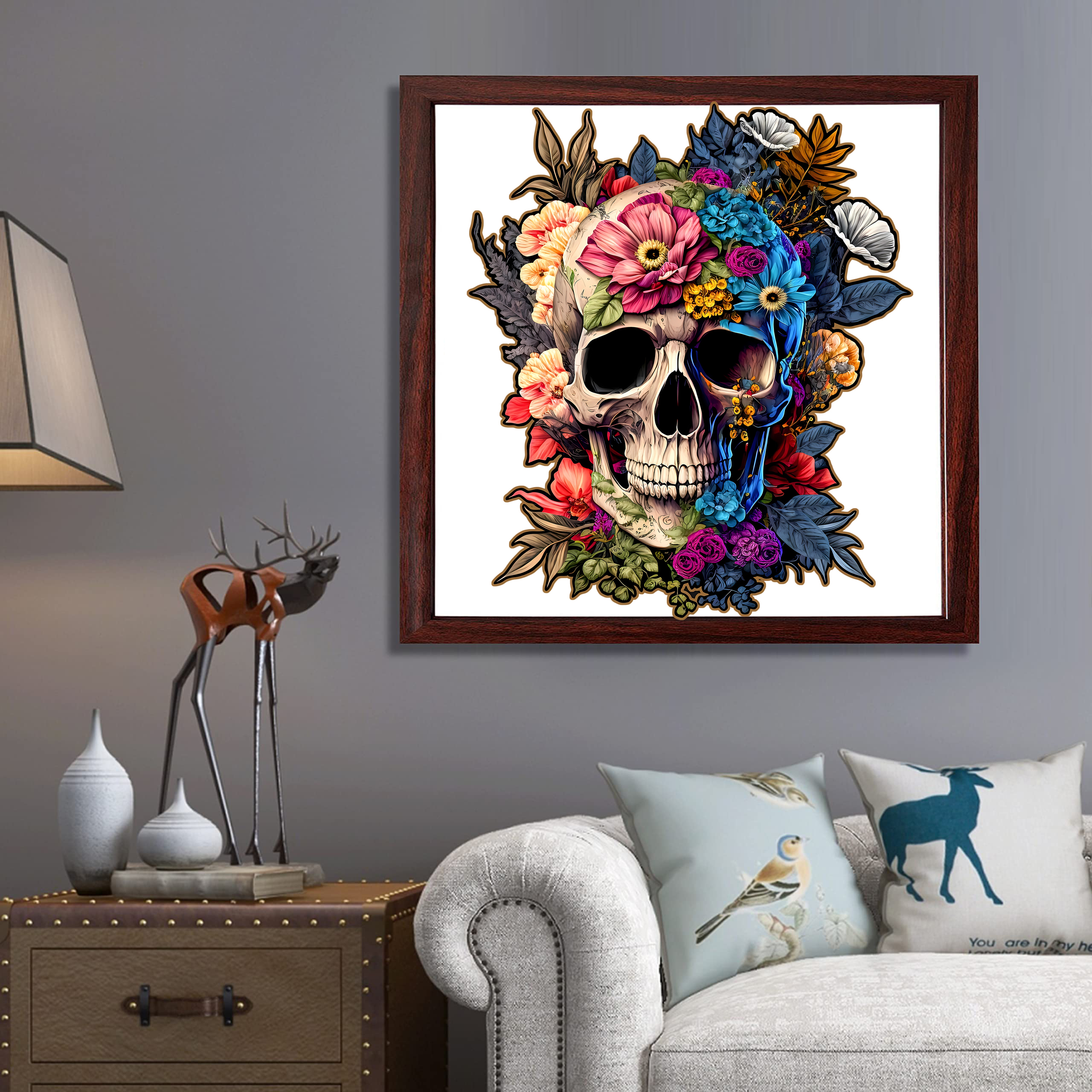 Puzzle in legno con teschio artistico, pezzi unici a forma di animale, giocattoli antistress, gioco per il tempo libero fai da te per la famiglia, decorazioni per la casa