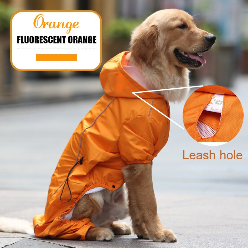 Large Dog Raincoat Cloak Golden Retriever Clothes Medium Big Dog Rain Coat Winter Costumes Waterproof Jumpsuit For Labrador