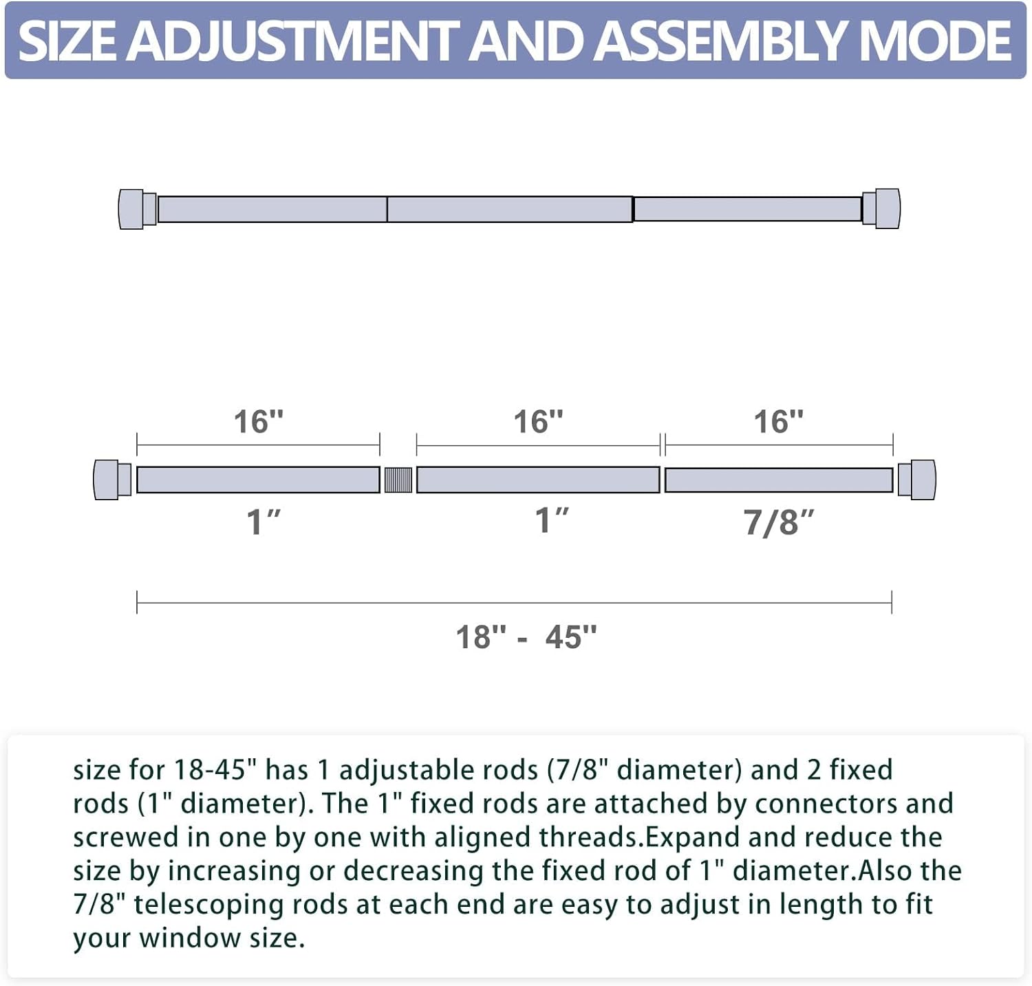 Antique White Curtain Rods for Windows ，1 Inch Telescopic Rod ,Netted Texture Finials Drapery Rods,Bathroom Shower Curtain Rods