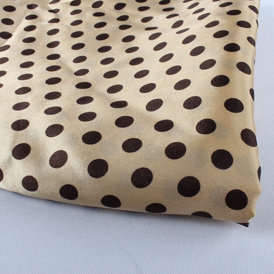 Polka prikker trykt satin stof kjole foringer gør 150cm bred med meter: Beige (baggrund)