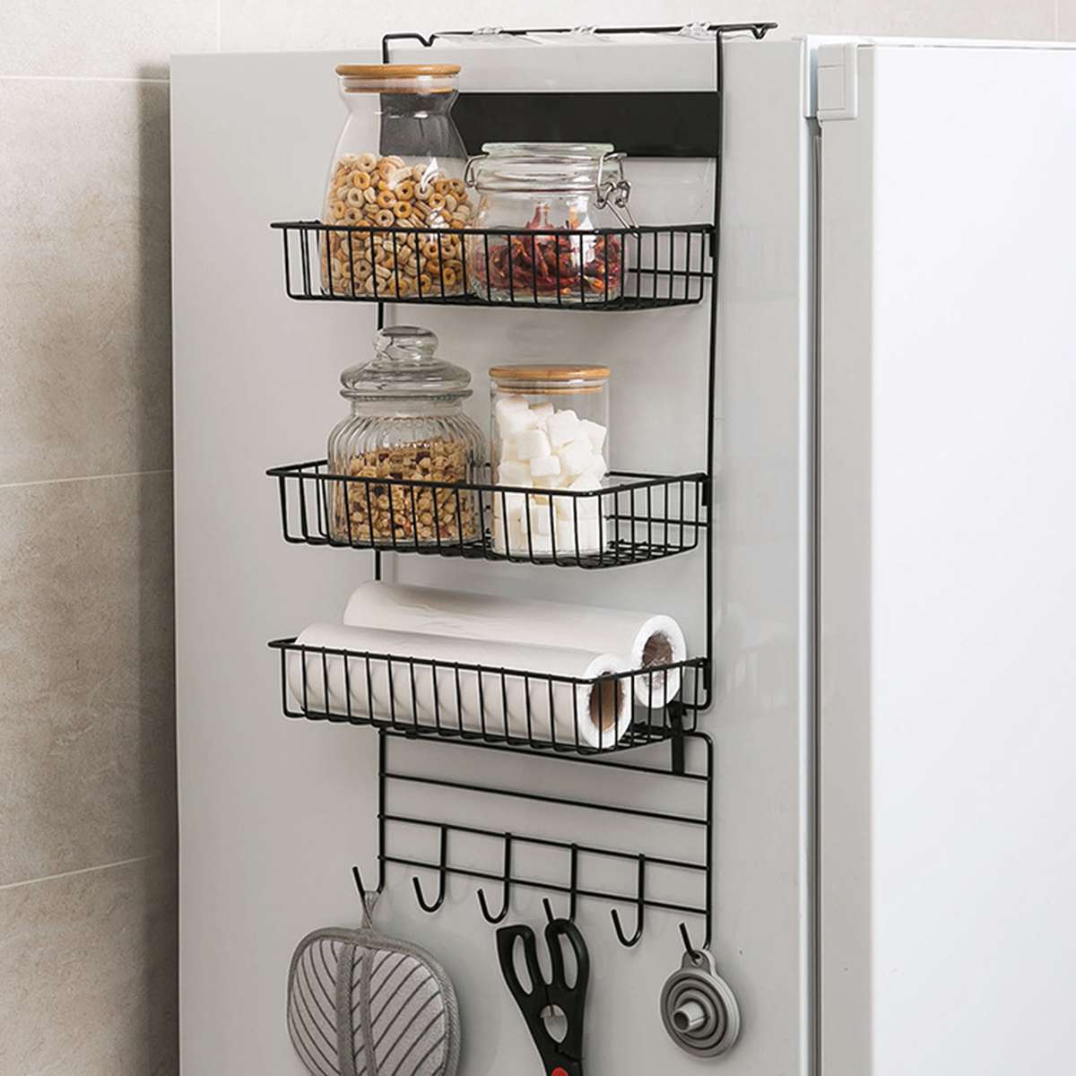 Multi-functional Refrigerator Rack Fridge Side Shelf Sidewall Holder Kitchen Fridge Side Rack Space Saver