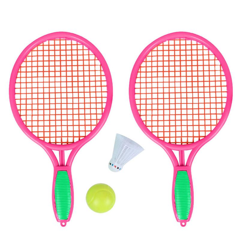 1 paire de raquette de Tennis de plage Sports de plein air pour enfants raquette de Tennis en plastique avec balle de Badminton taille M directe