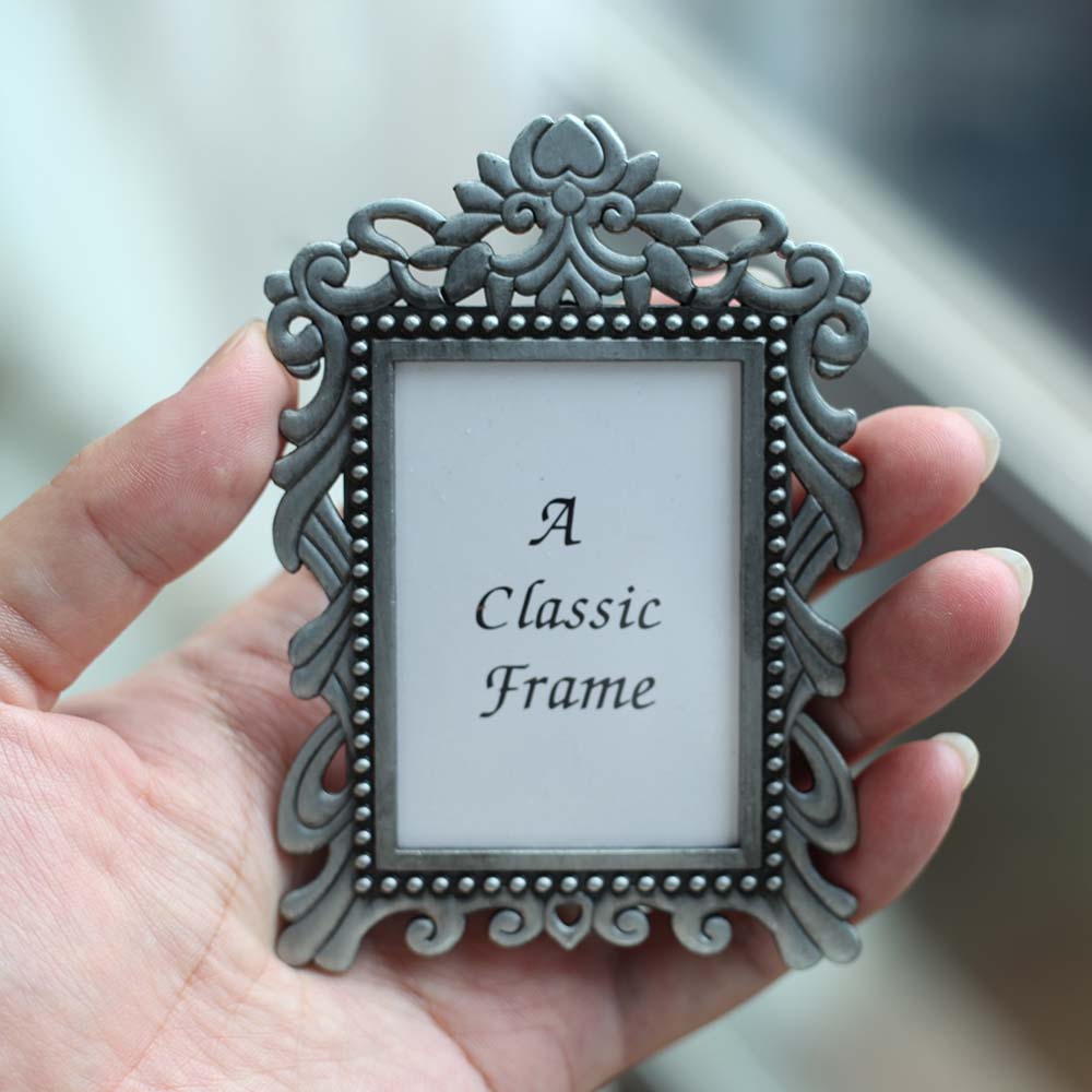 Cadre Photo en alliage de fer forgé de 2 pouces, décoration artisanale classique, petits ornements pour la décoration familiale: Marron