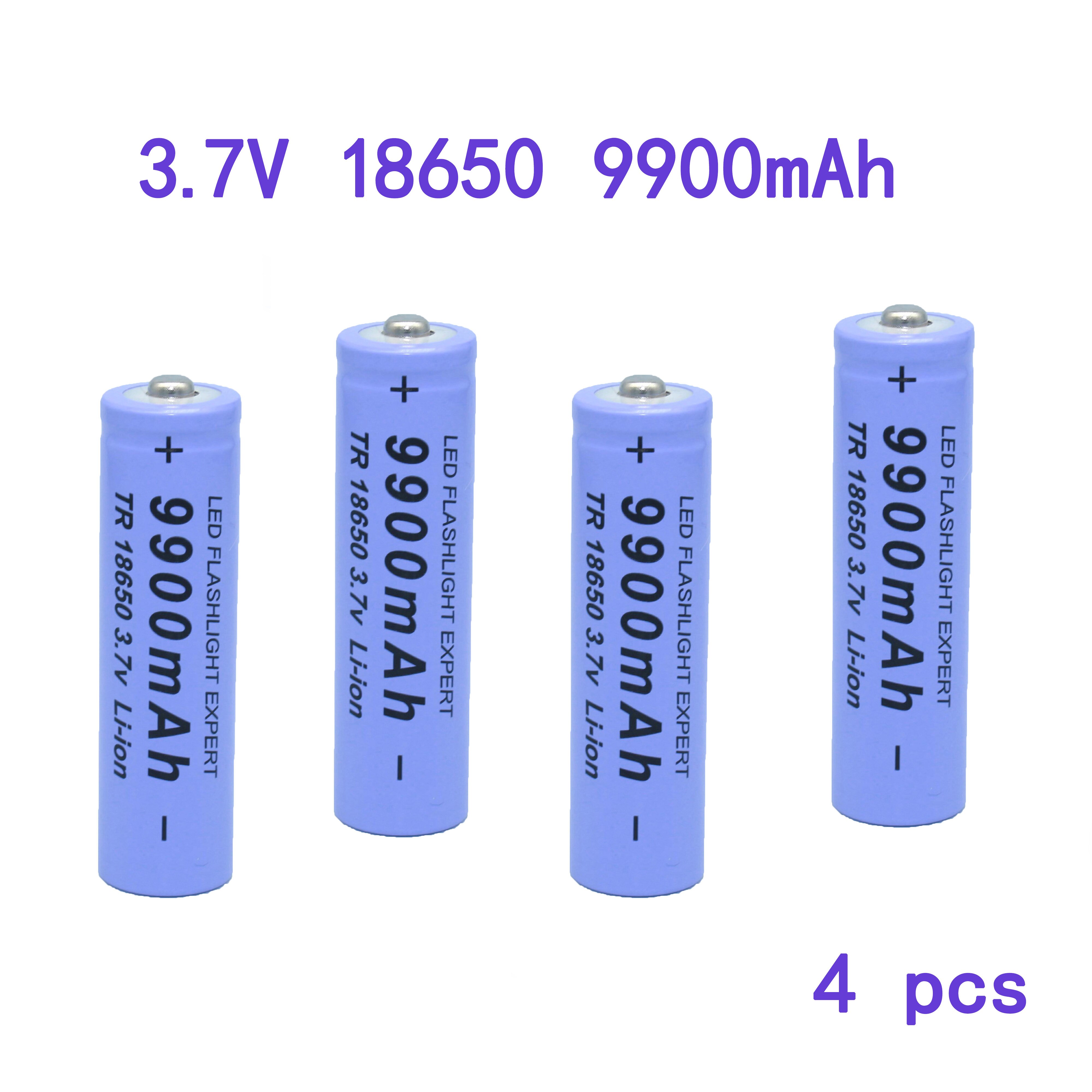 1865. bateria de alta qualidade.9900.mah 3.7v.18650 baterias li-ion bateria recarregavel para lanterna tocha + frete gratis: 4 pcs battery