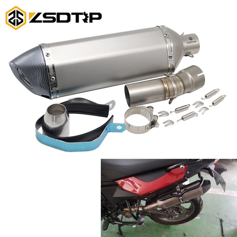 Zsdtrp Motorfiets Midden Sectie Rvs Uitlaatpijp + Midden Pijp Set Uitlaat Systeem Voor Bmw F650GS F700GS F800GS