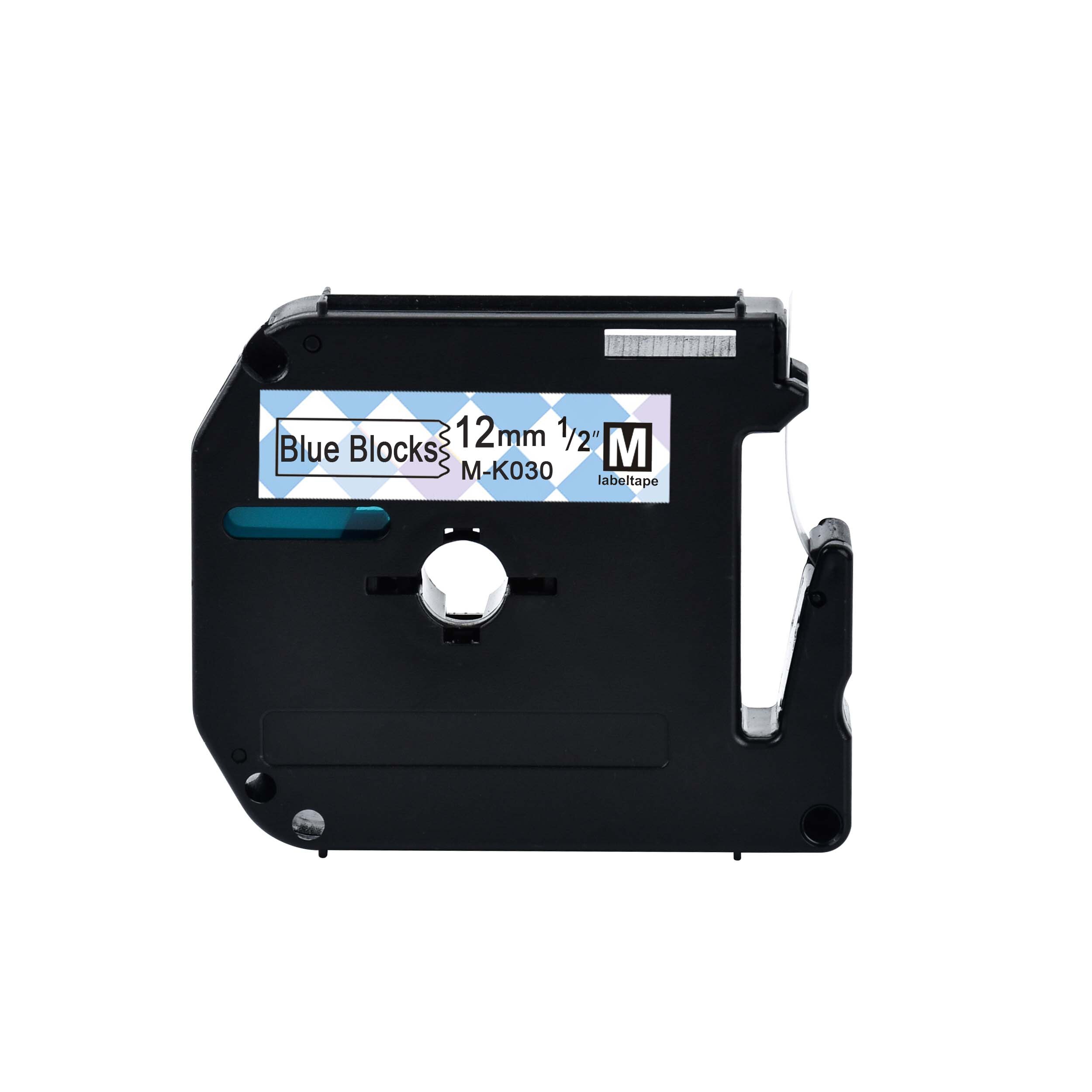 Lovely Pattern MK-231 Compatible brother M-K231 MK231 MK 231 black on white 12mm strong adhesive label tapes for PT-80 PT-70: Blue Blocks